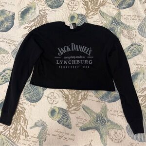 Jack Daniel's Black Cropped Sweatshirt with Gray Print Size S